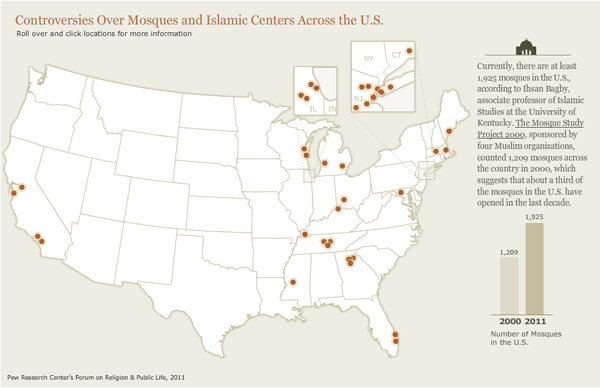 Interactive Map of Mosque Controversies